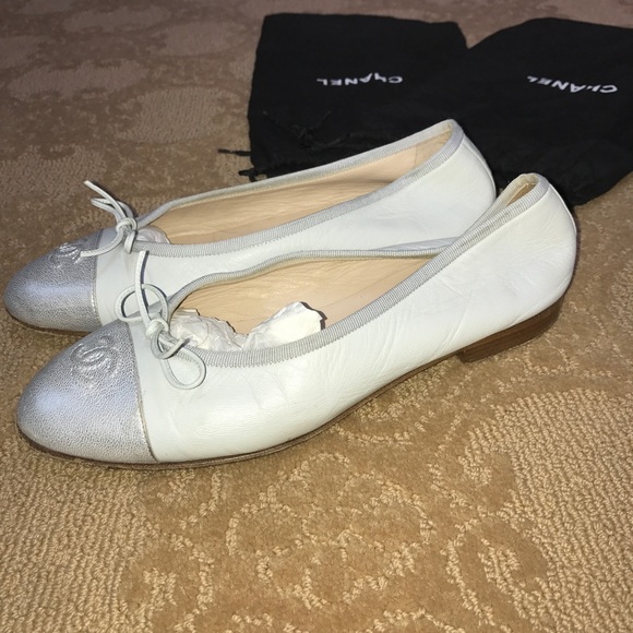 Chanel ballerina flats light blue silver toe cap - Picture 6 of 16